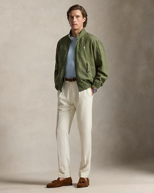 The Bedford Linen Jacket- Olive Green