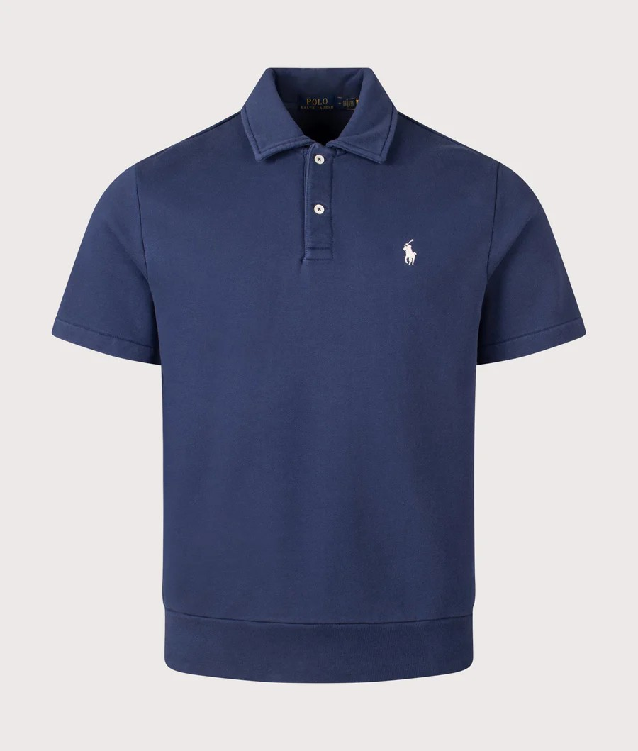 Loopback Sweatshirt Polo Shirt - Navy