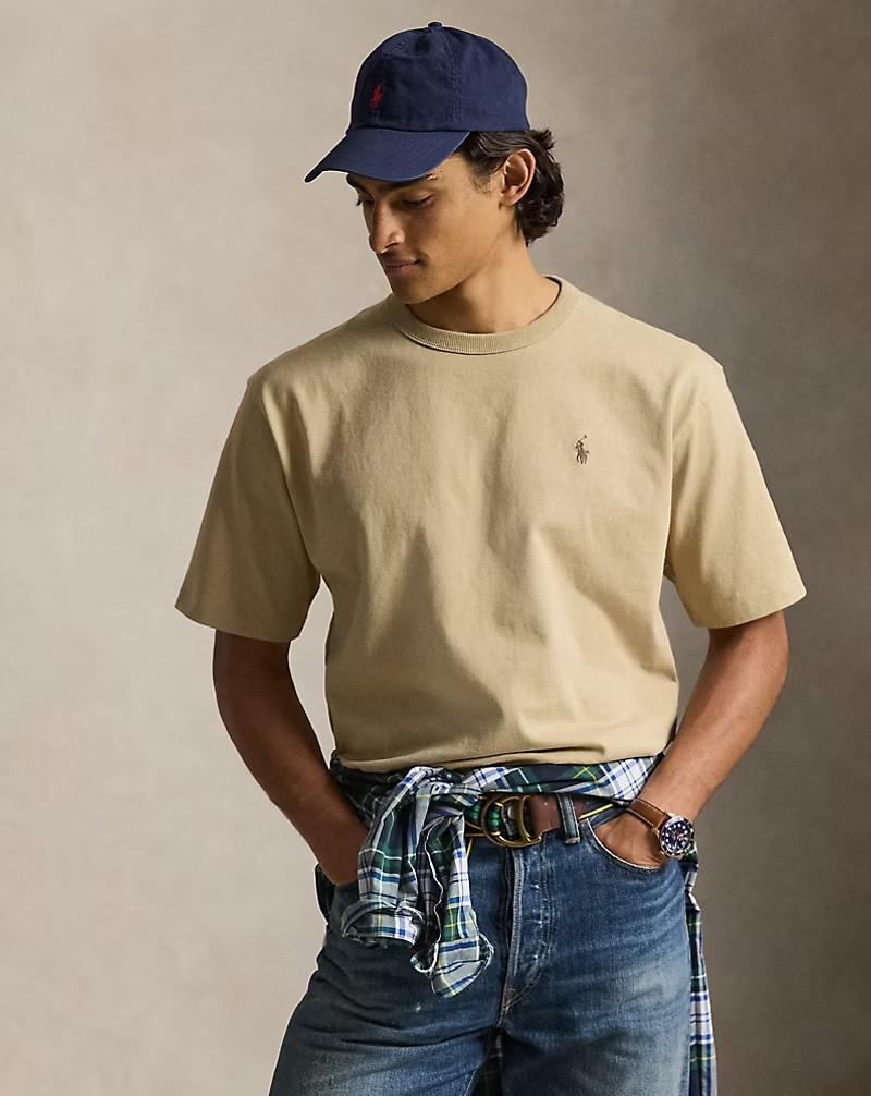 Relaxed Fit Jersey Crewneck T-Shirt - Beige