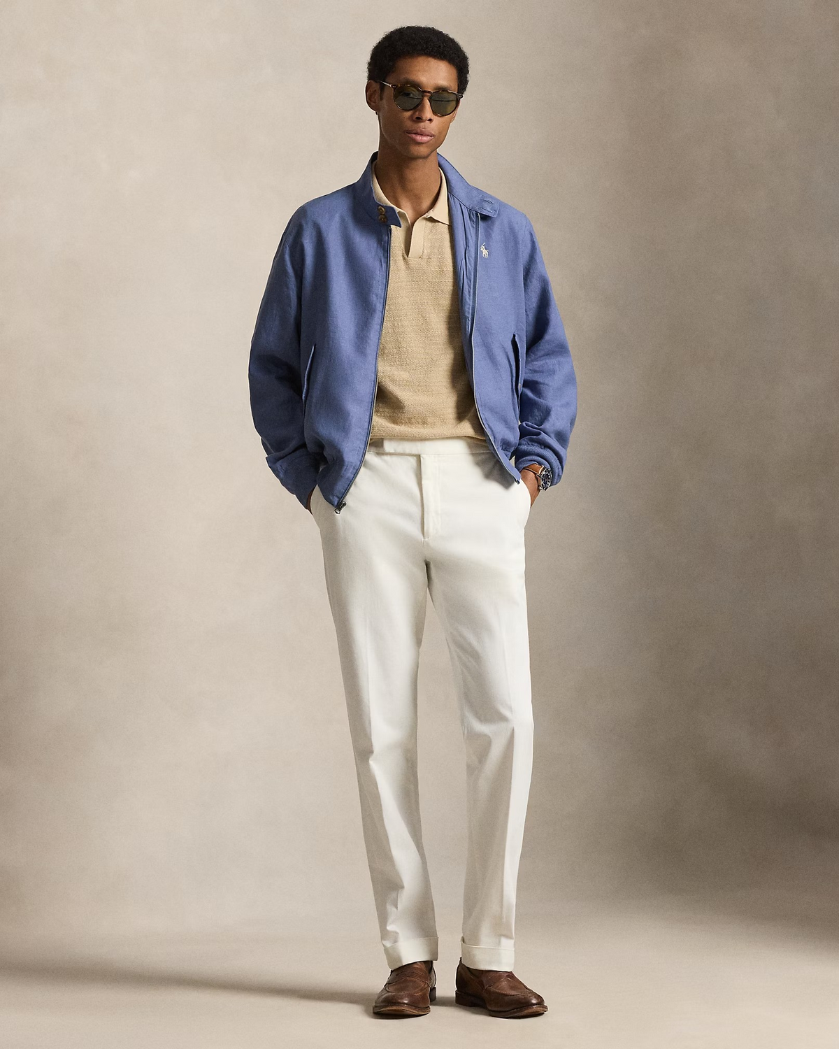 The Bedford Linen Jacket- Capri Blue