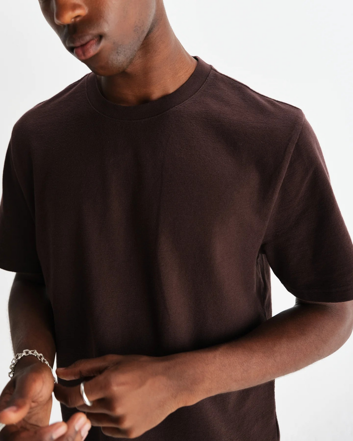 Dean Textured Organic Cotton T-Shirt - Brown