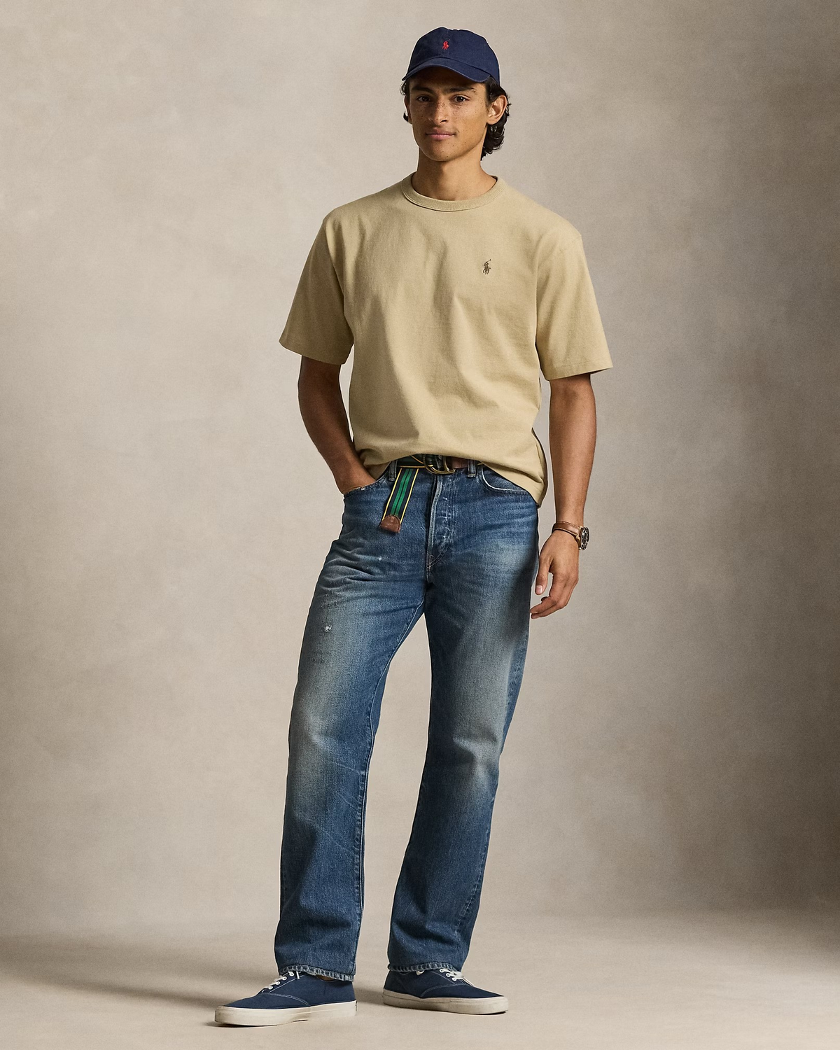 Relaxed Fit Jersey Crewneck T-Shirt - Beige