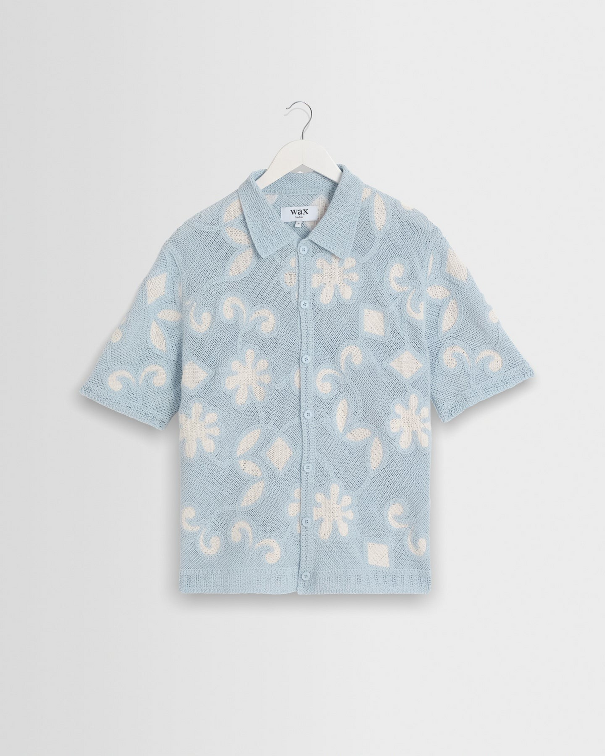Porto Doodle Crochet Knitted Polo - Cream/Sky