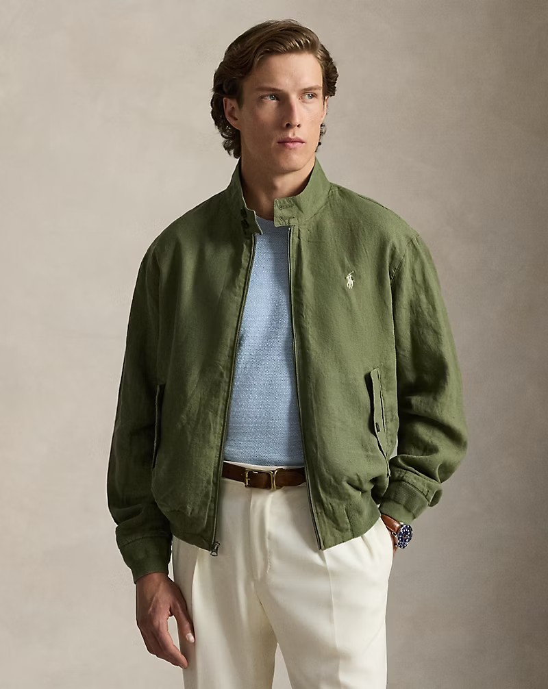 The Bedford Linen Jacket- Olive Green