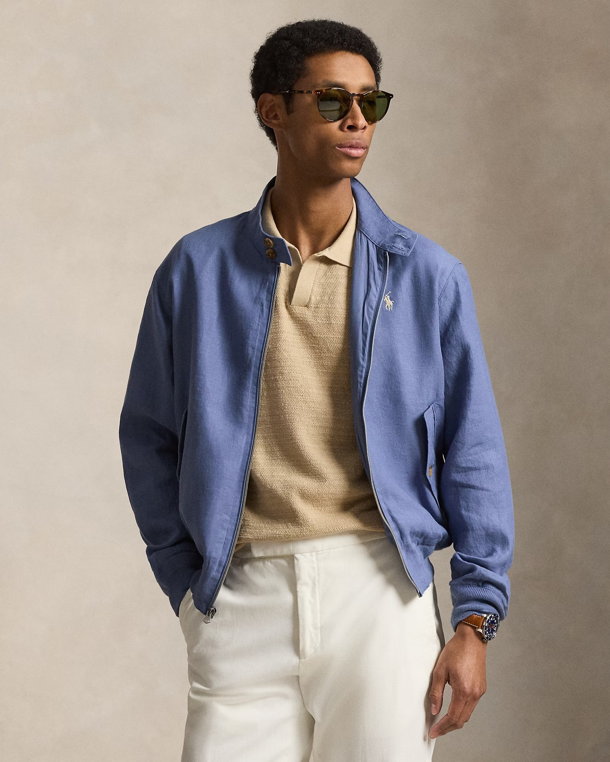 The Bedford Linen Jacket- Capri Blue