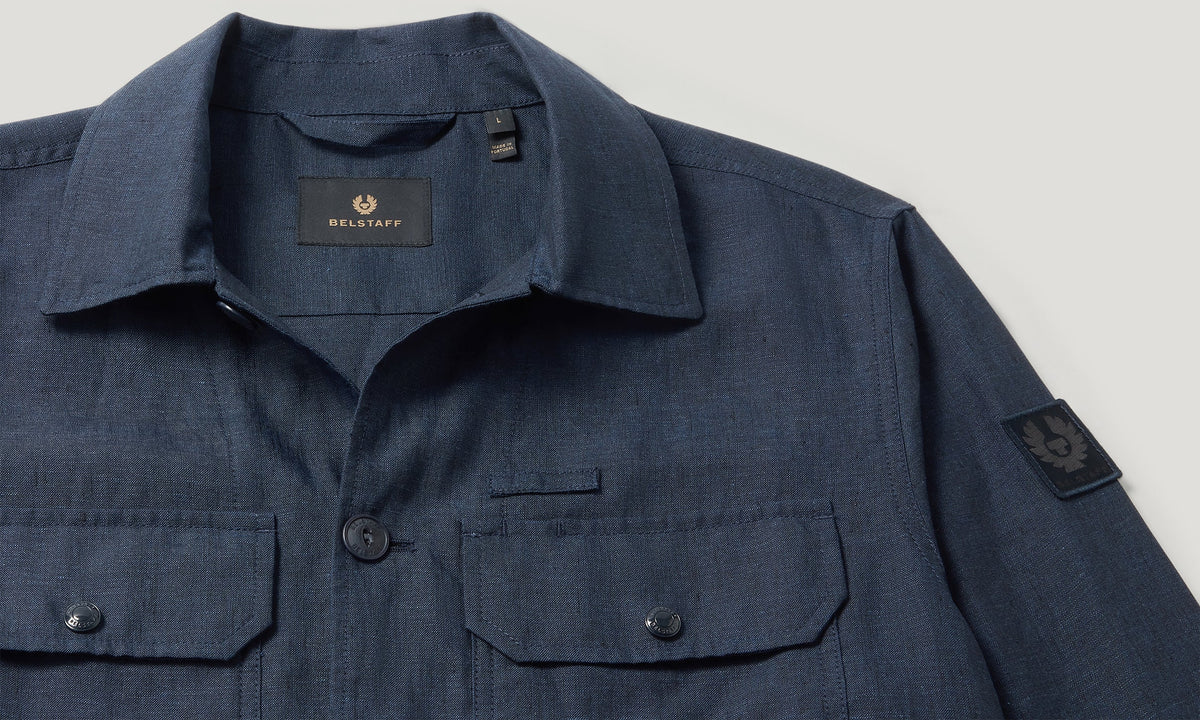 Forge Jacket Tumbled Melange Linen- Navy