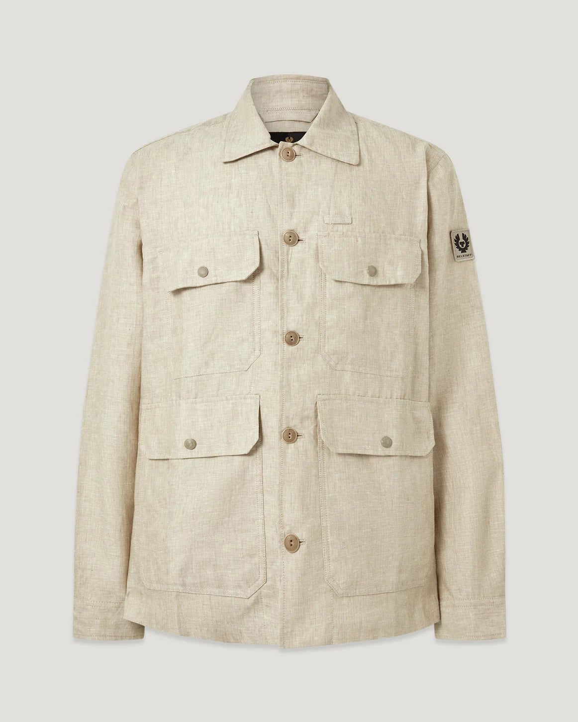 Forge Jacket Tumbled Melange Linen- Dark Sand
