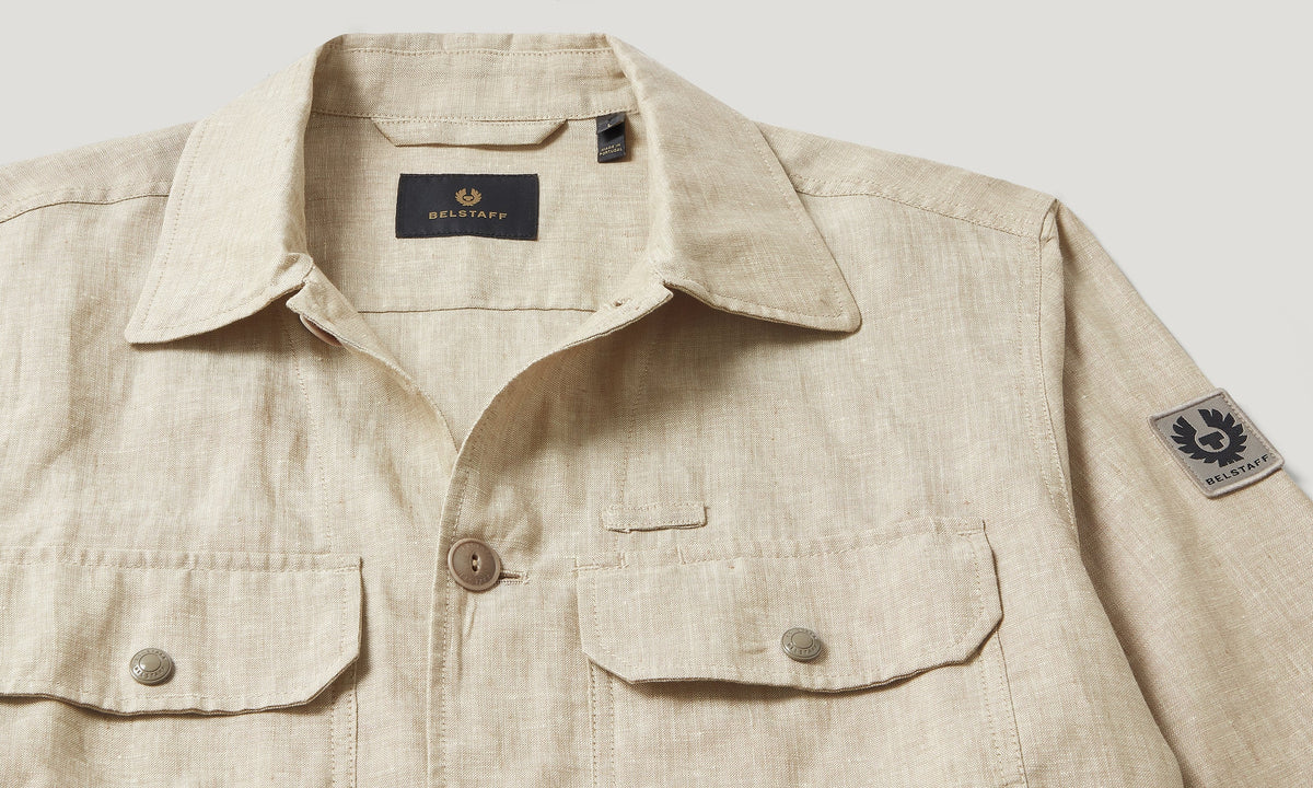 Forge Jacket Tumbled Melange Linen- Dark Sand