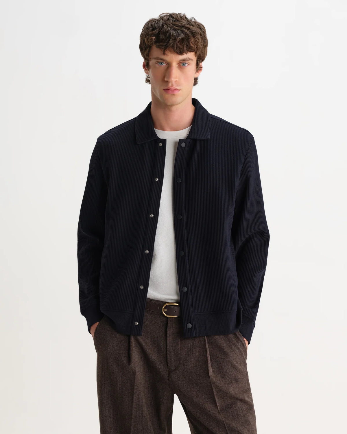 Hays Structured Waffle Overshirt - Navy