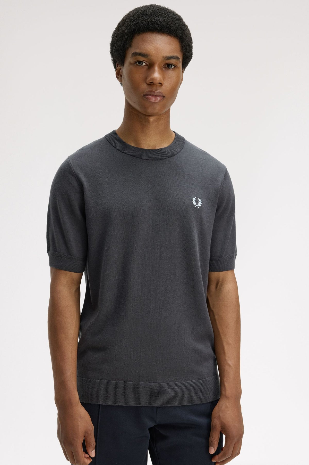 Cotton Knitted T-Shirt- GREY