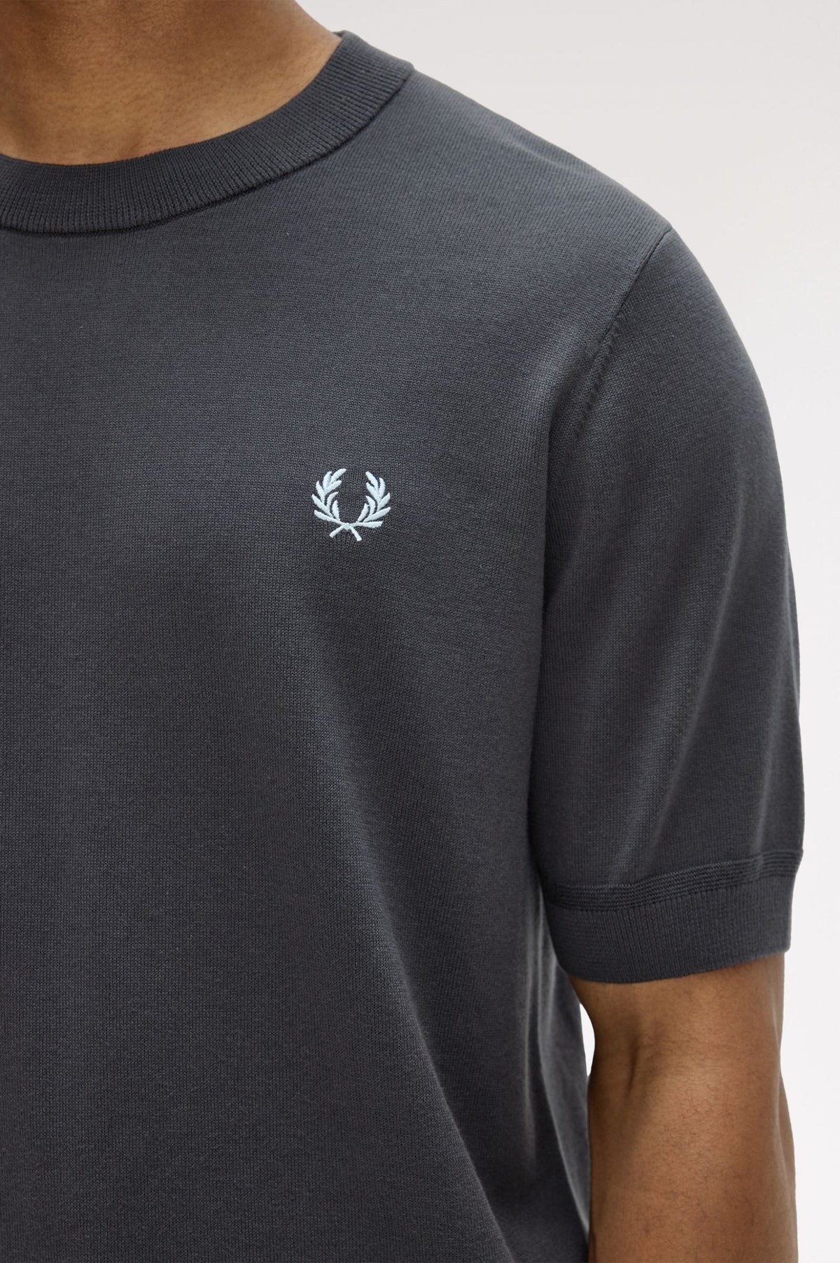 Cotton Knitted T-Shirt- GREY