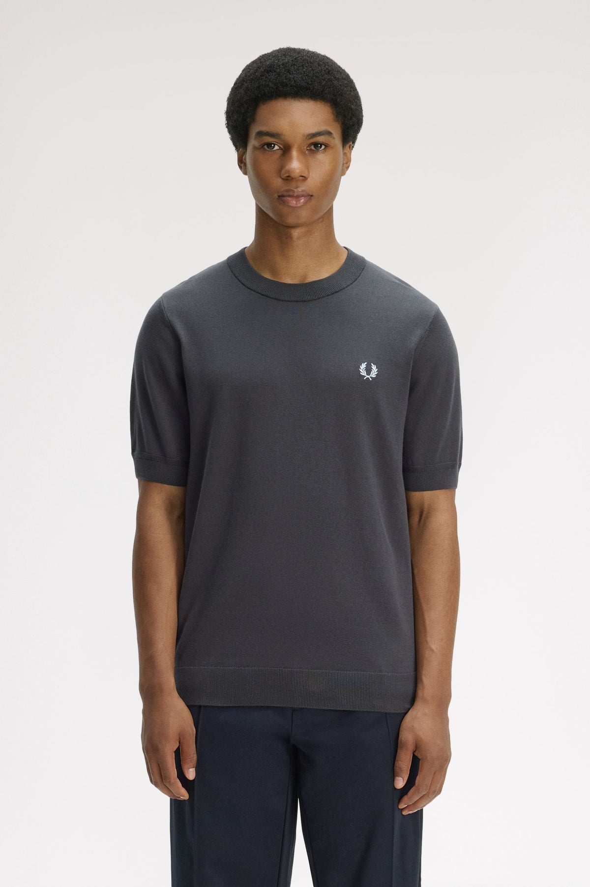 Cotton Knitted T-Shirt- GREY