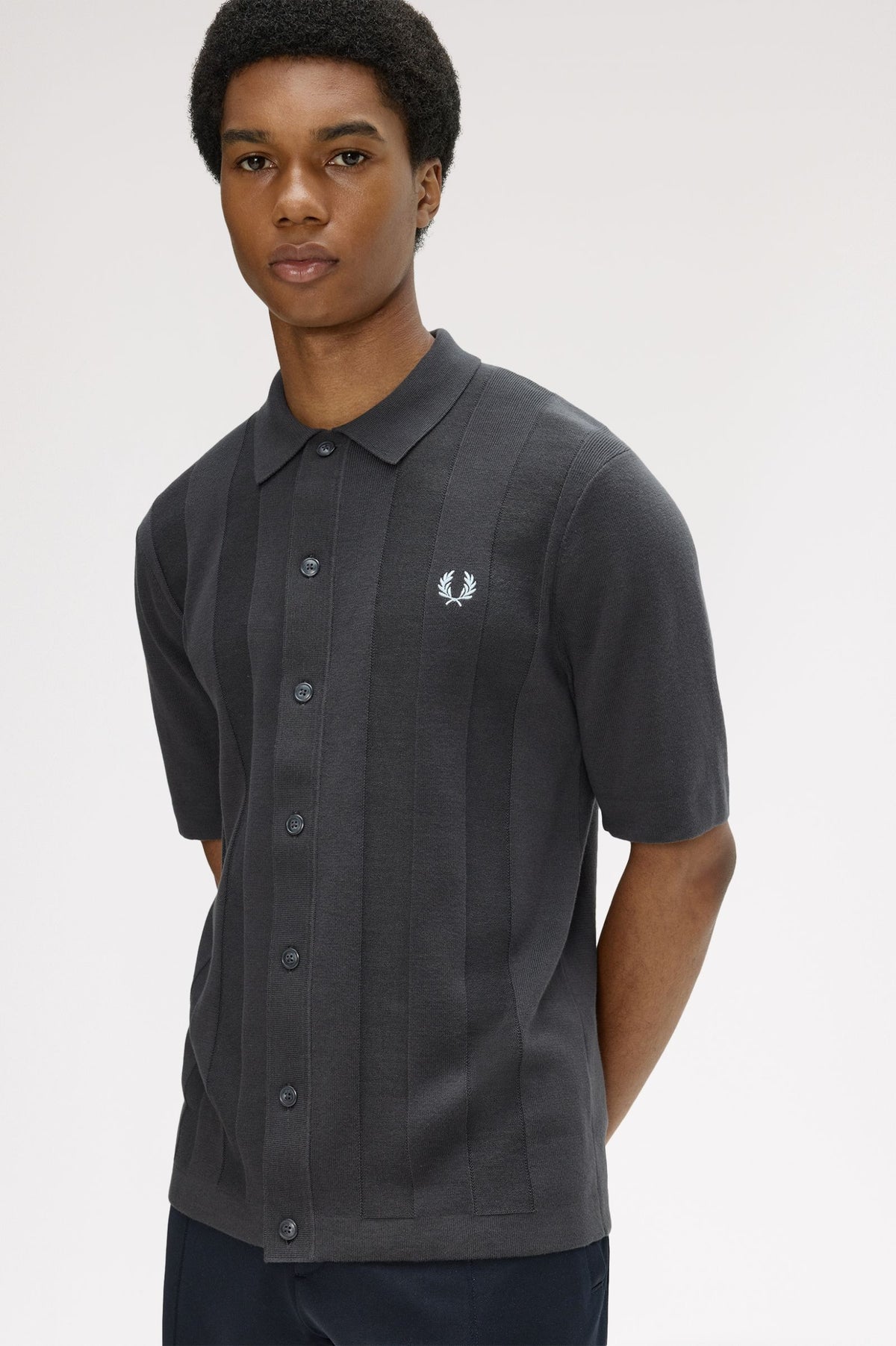 Tonal Vertical Stripe Shirt- GREY