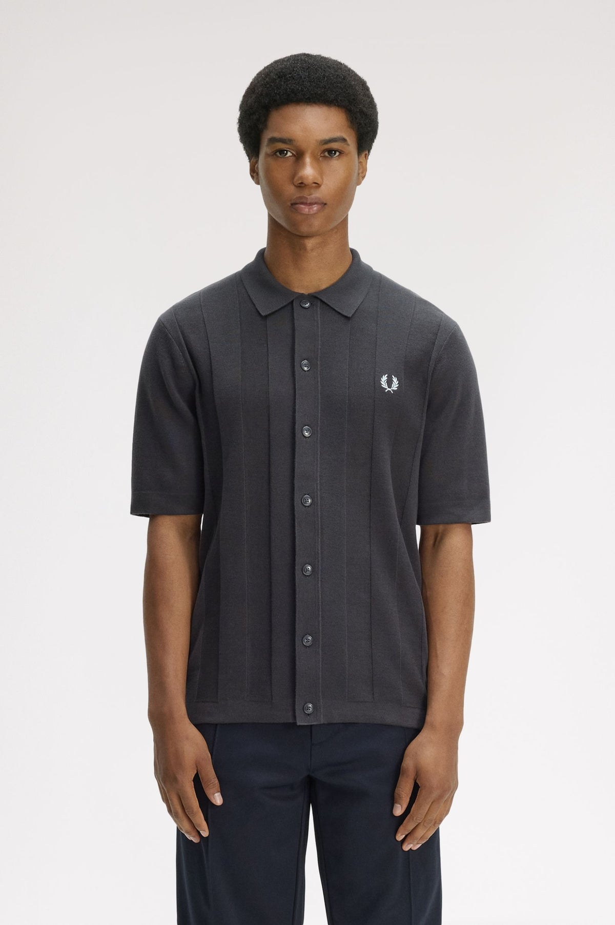 Tonal Vertical Stripe Shirt- GREY