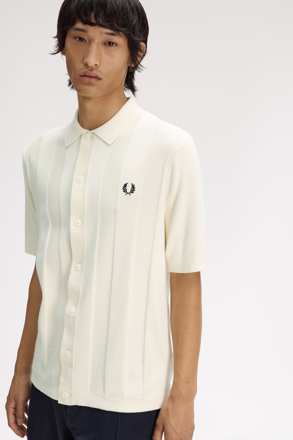 Tonal Vertical Stripe Shirt- ECRU