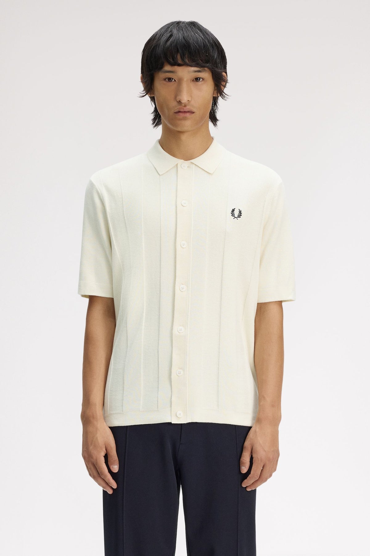 Tonal Vertical Stripe Shirt- ECRU