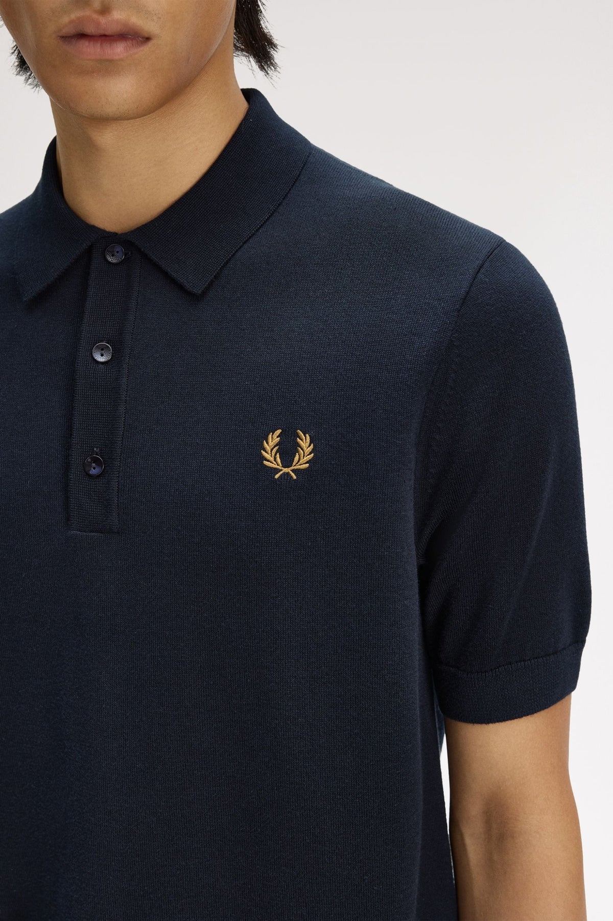 Cotton Knitted Polo Shirt- Navy Blue