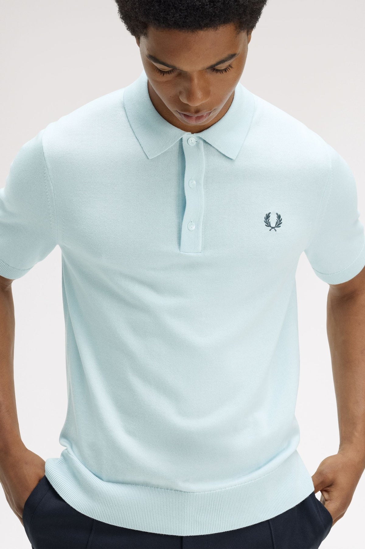 Cotton Knitted Polo Shirt- SKY BLUE