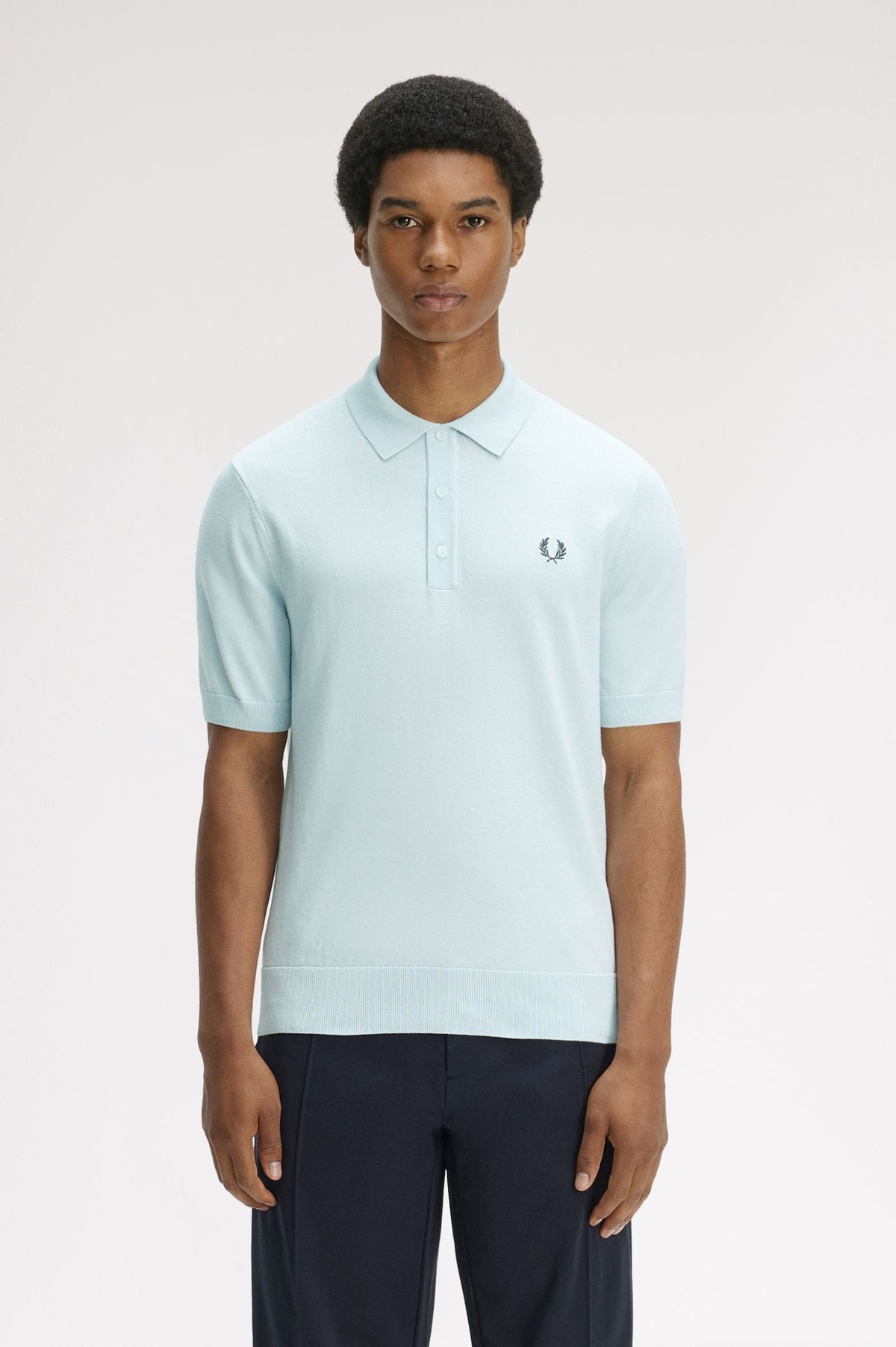 Cotton Knitted Polo Shirt- SKY BLUE