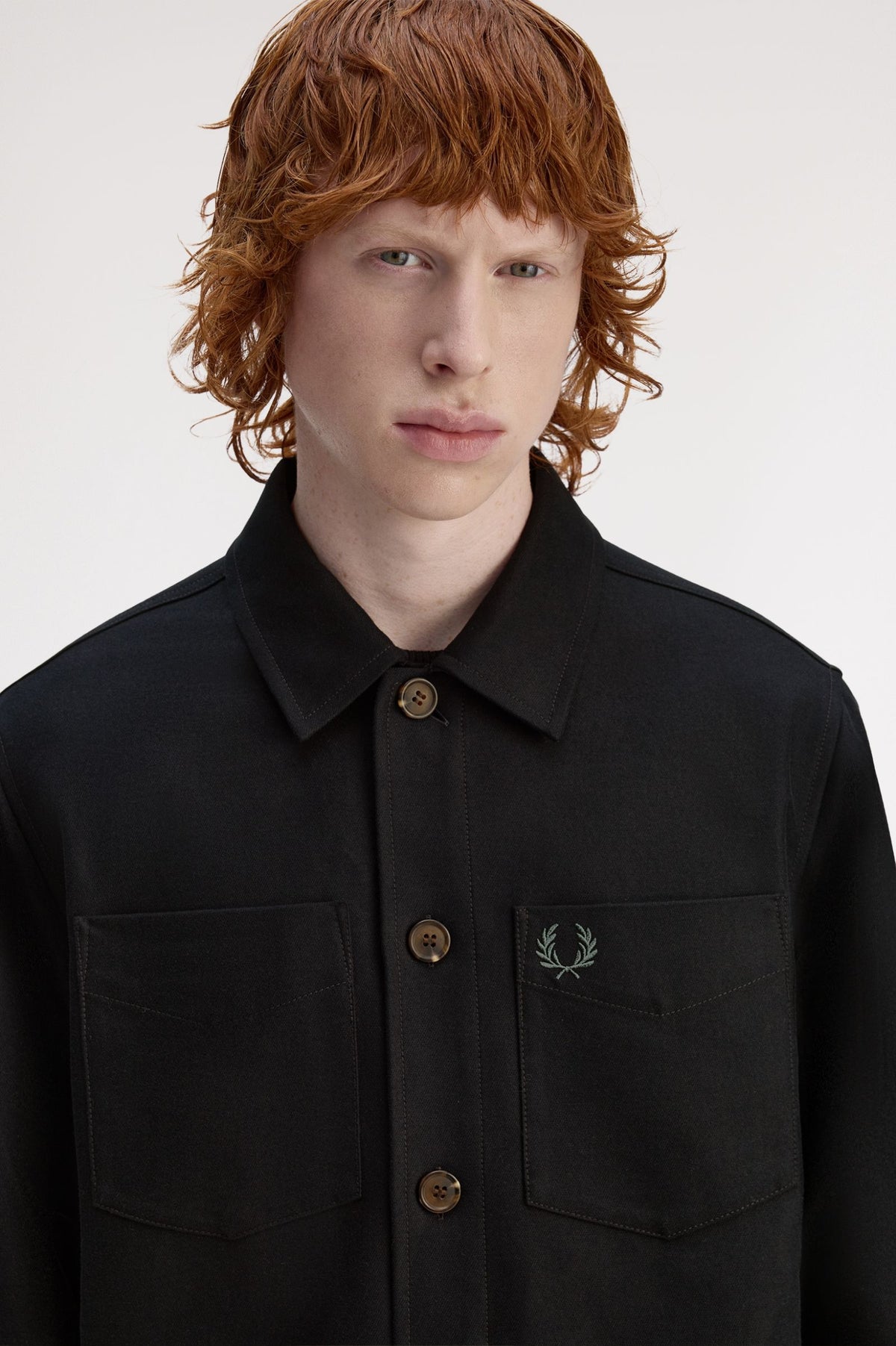 Brushed Twill Cotton Overshirt - Black