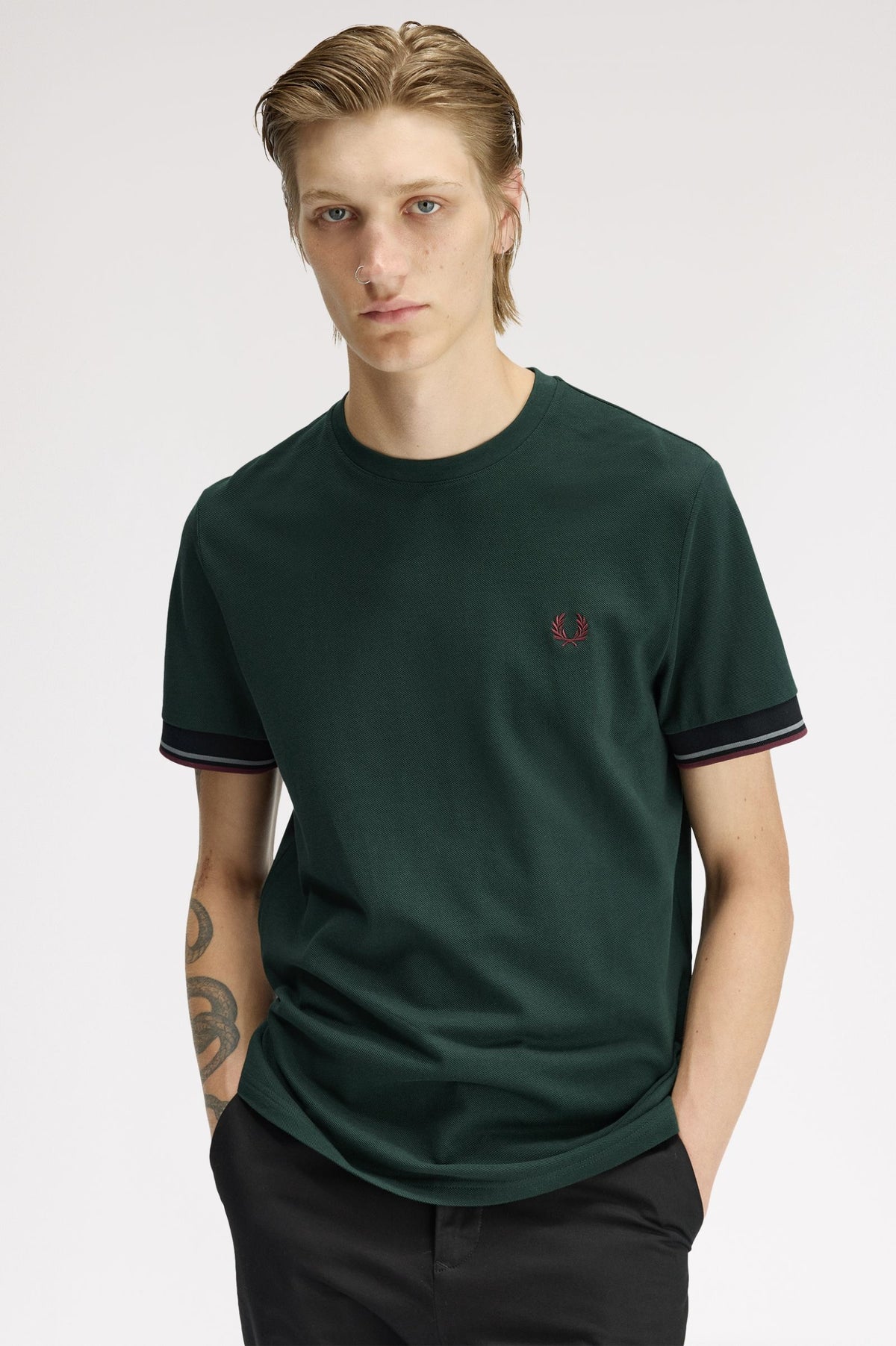 Twin Tipped Cuffed T-Shirt - Dark Green