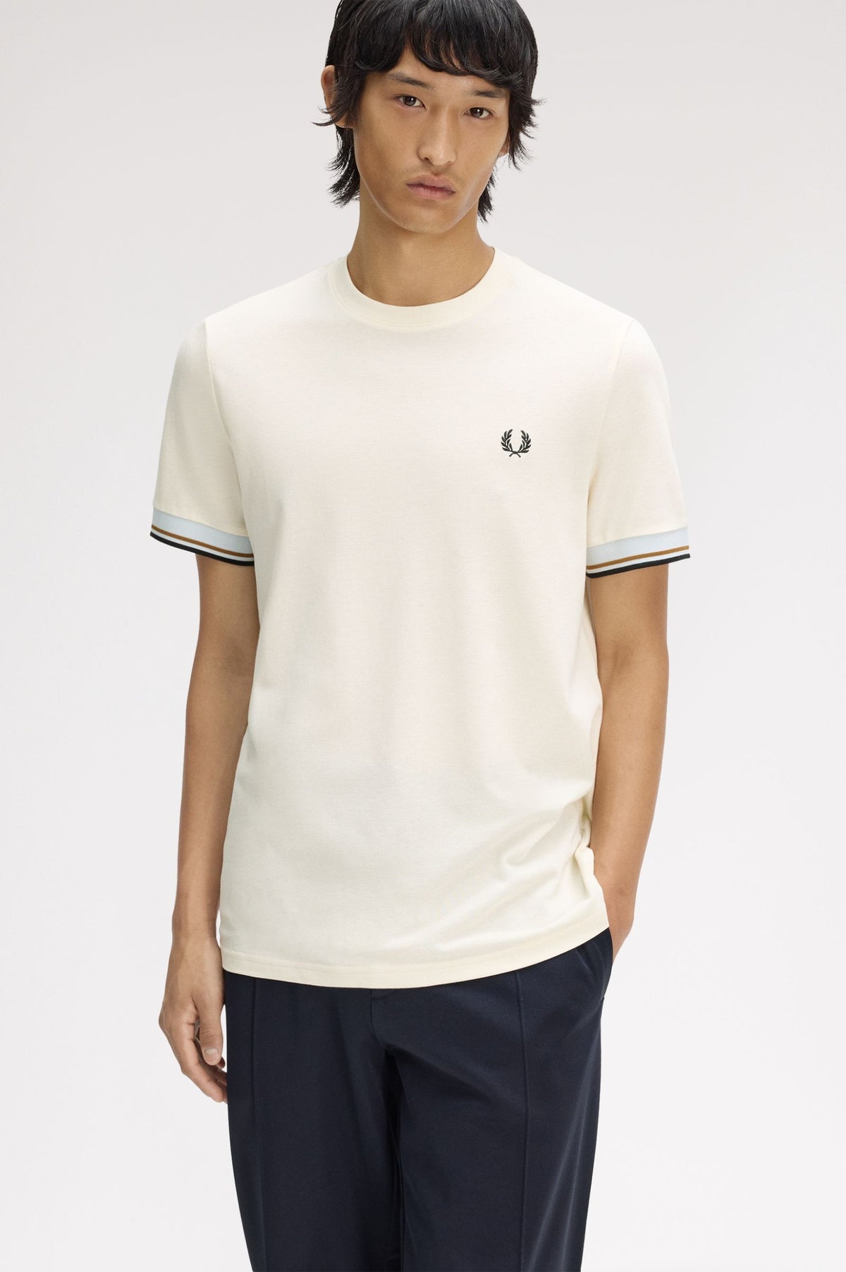 Twin Tipped Cuff T-Shirt-ECRU