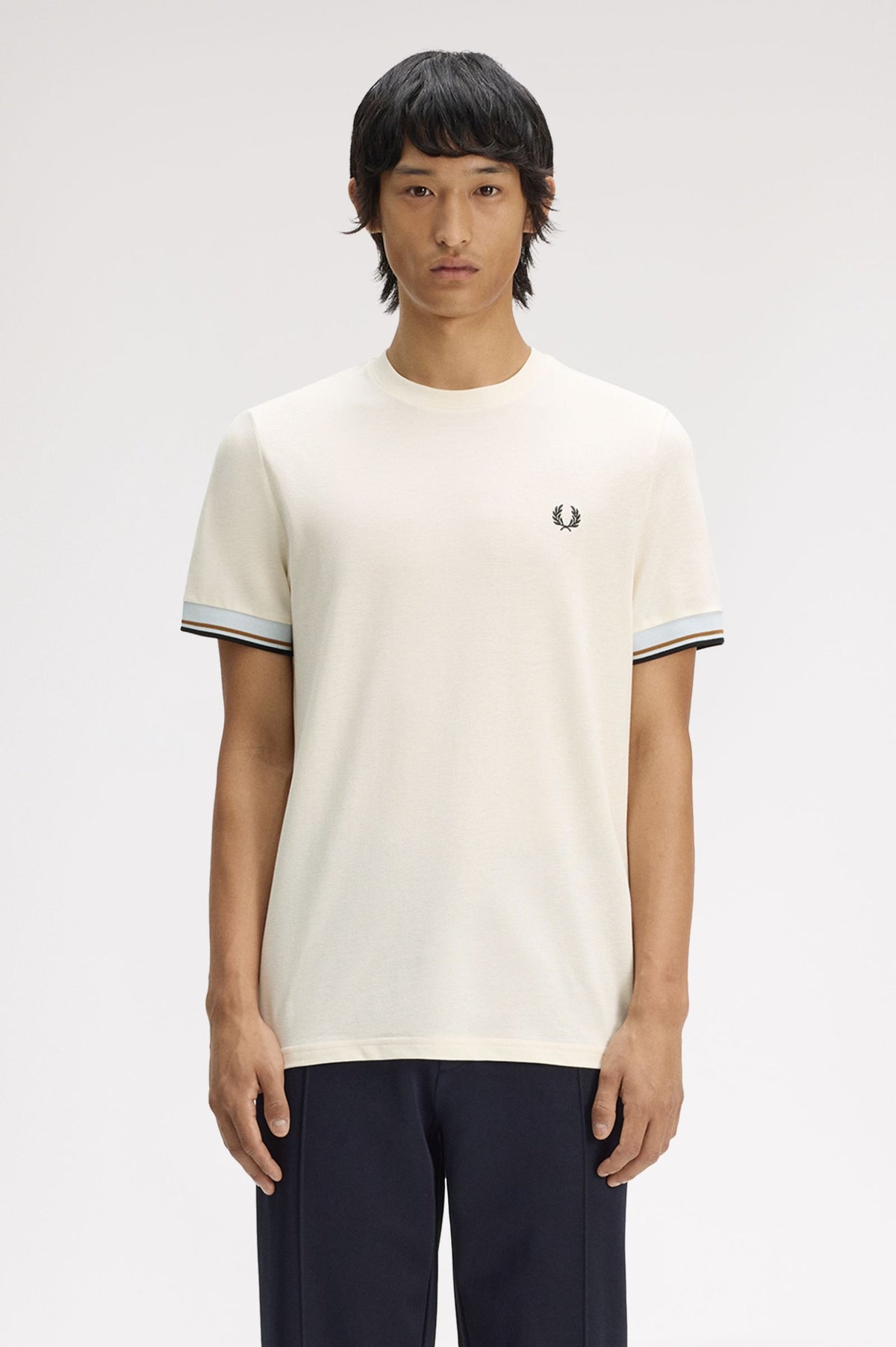 Twin Tipped Cuff T-Shirt-ECRU