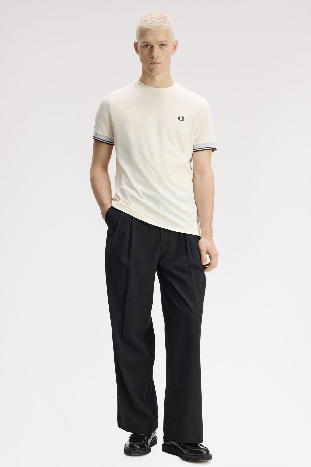 Twin Tipped Cuffed T-Shirt - Ecru