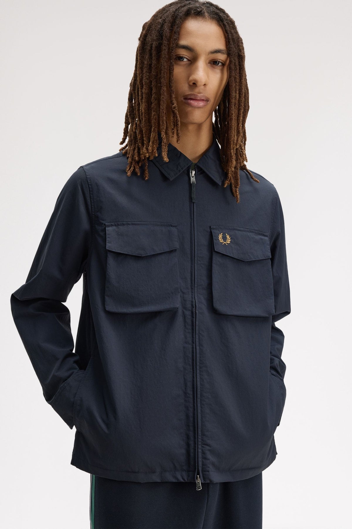 Ripstop Zip-Through Overshirt- NAVY BLUE