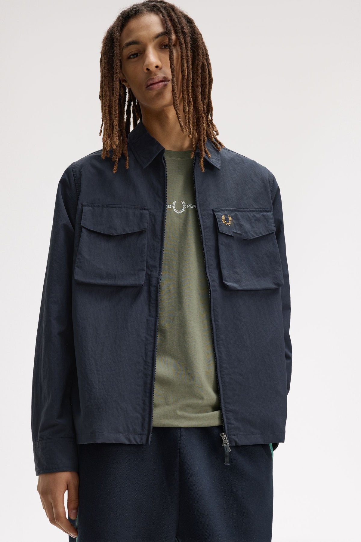 Ripstop Zip-Through Overshirt- NAVY BLUE