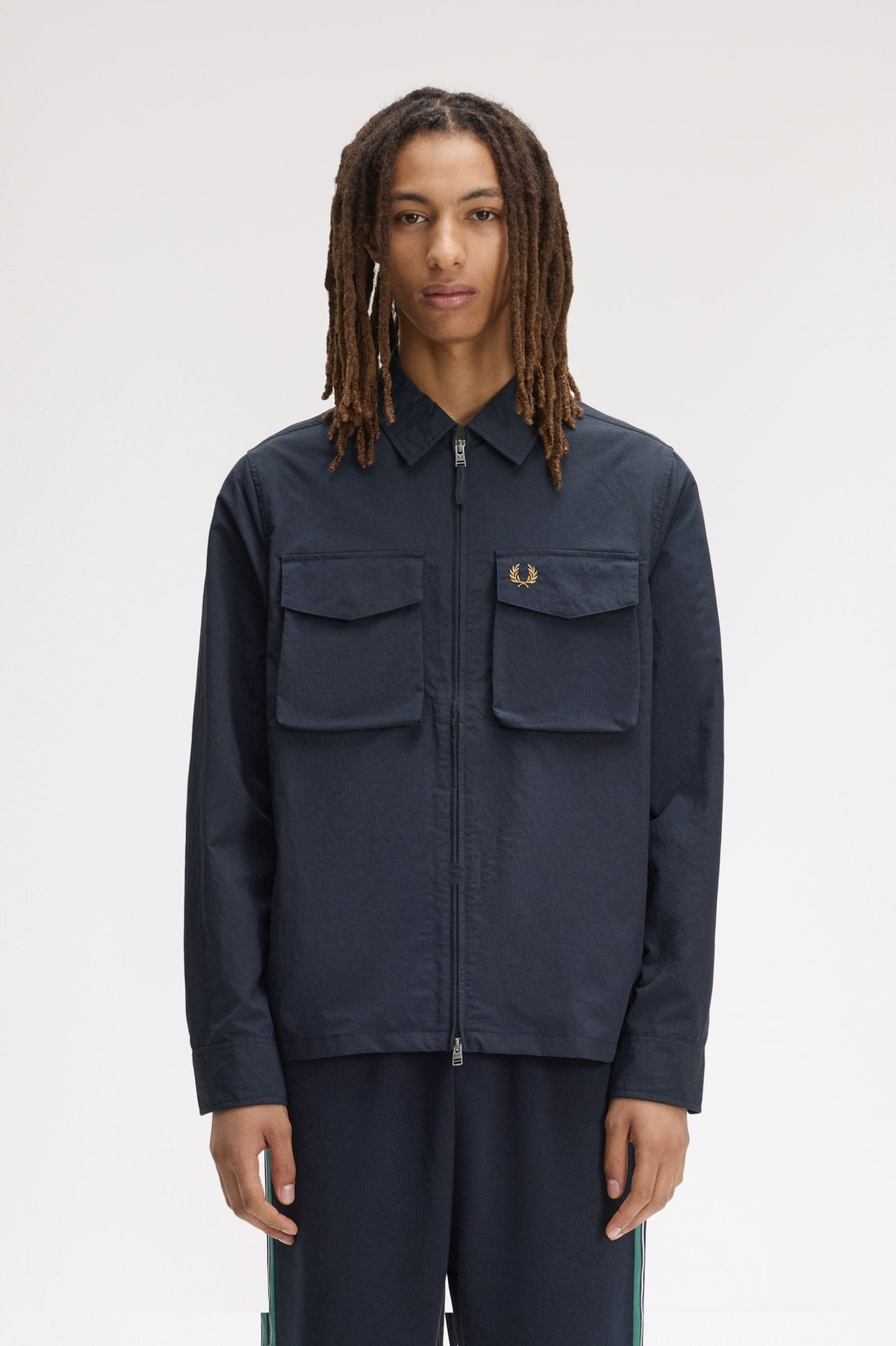 Ripstop Zip-Through Overshirt- Navy Blue