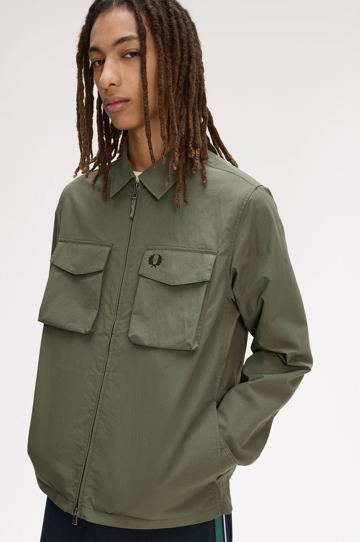 Ripstop Zip-Through Overshirt- OLIVE GREEN