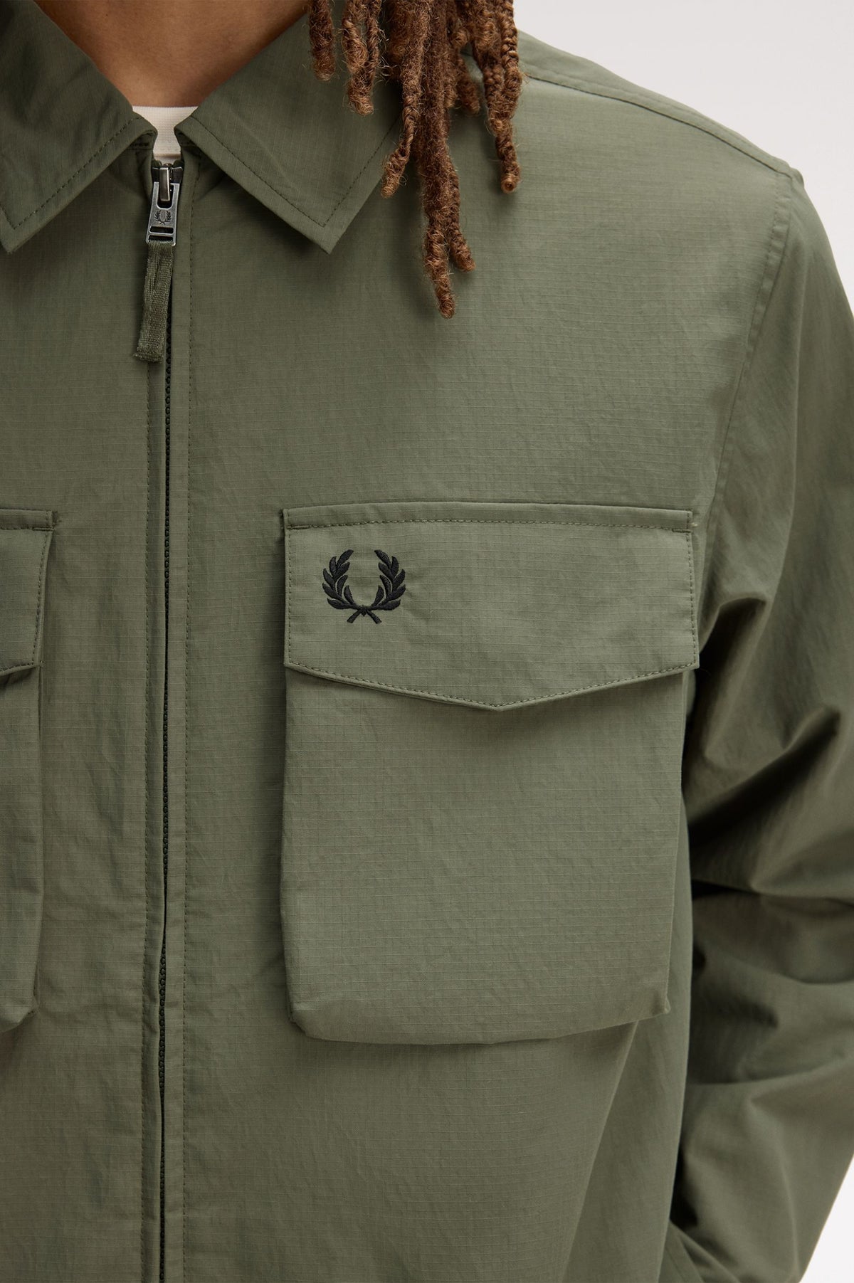 Ripstop Zip-Through Overshirt- OLIVE GREEN
