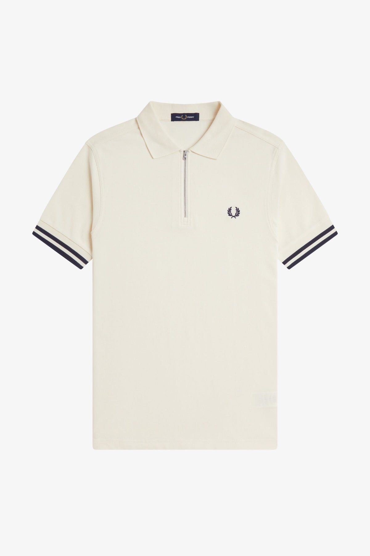 Bold Tipped Zip Polo - Ecru