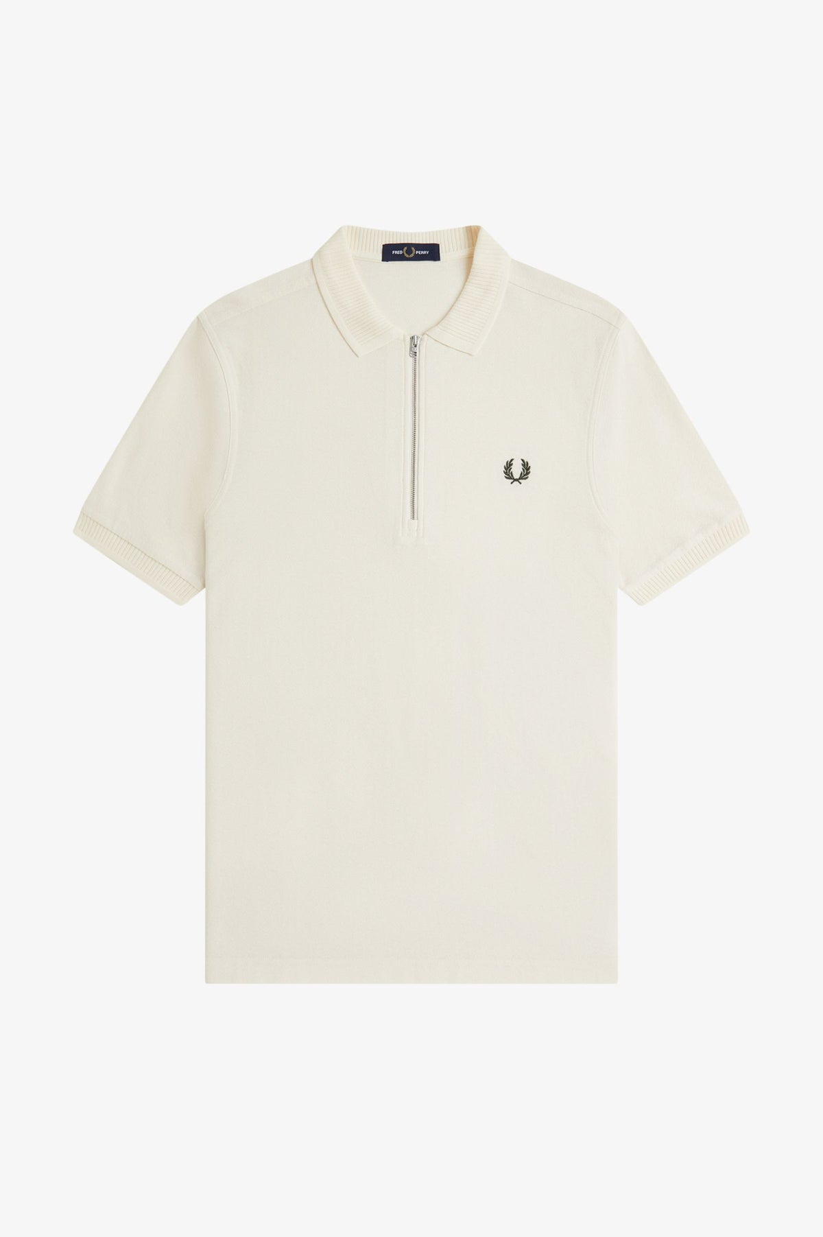 Crepe Pique Zip Polo - Ecru
