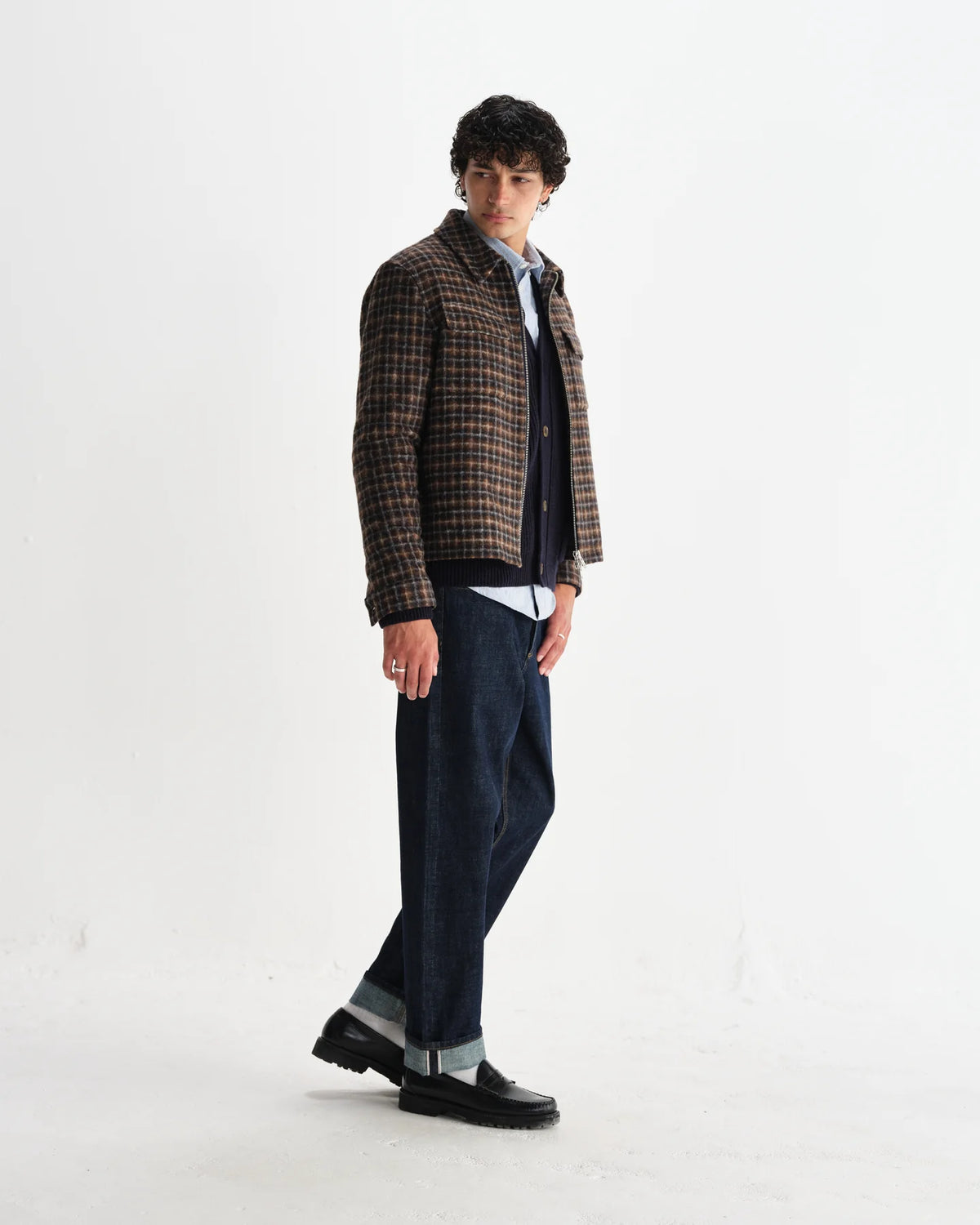 Osier Drawn Check Jacket - Brown/Navy