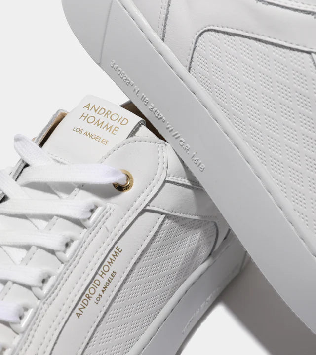 Venice Diamond Perforated Leather- White