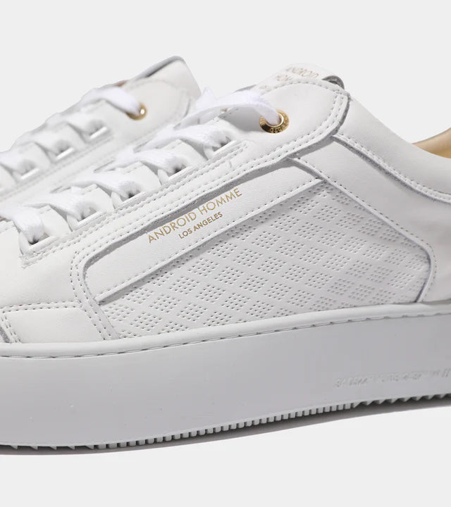 Venice Diamond Perforated Leather- White