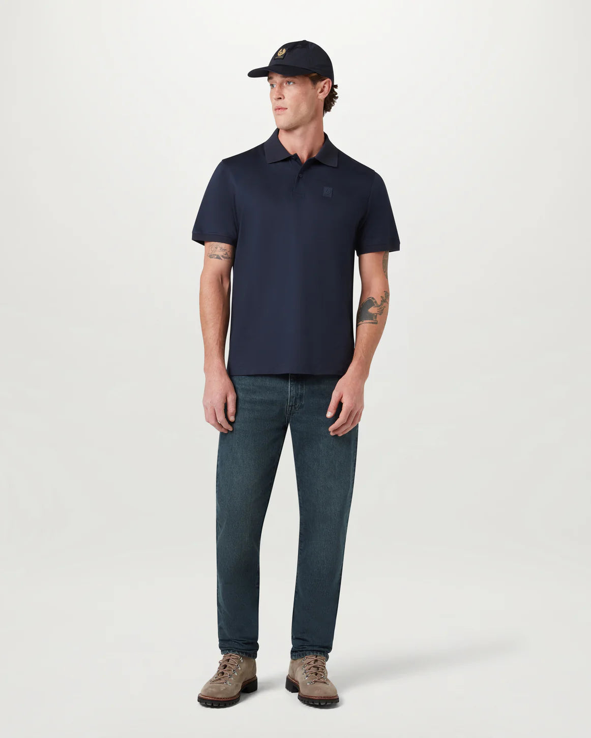 Steel Polo- Navy Mercerised Cotton