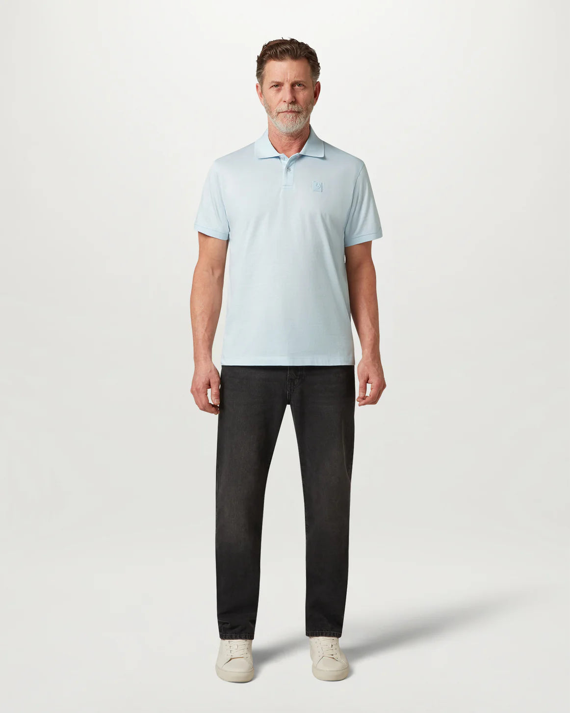 Steel Polo- Sky Blue Mercerised Cotton