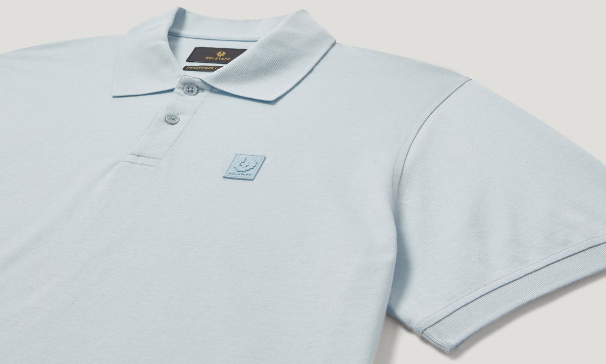 Steel Polo- Sky Blue Mercerised Cotton