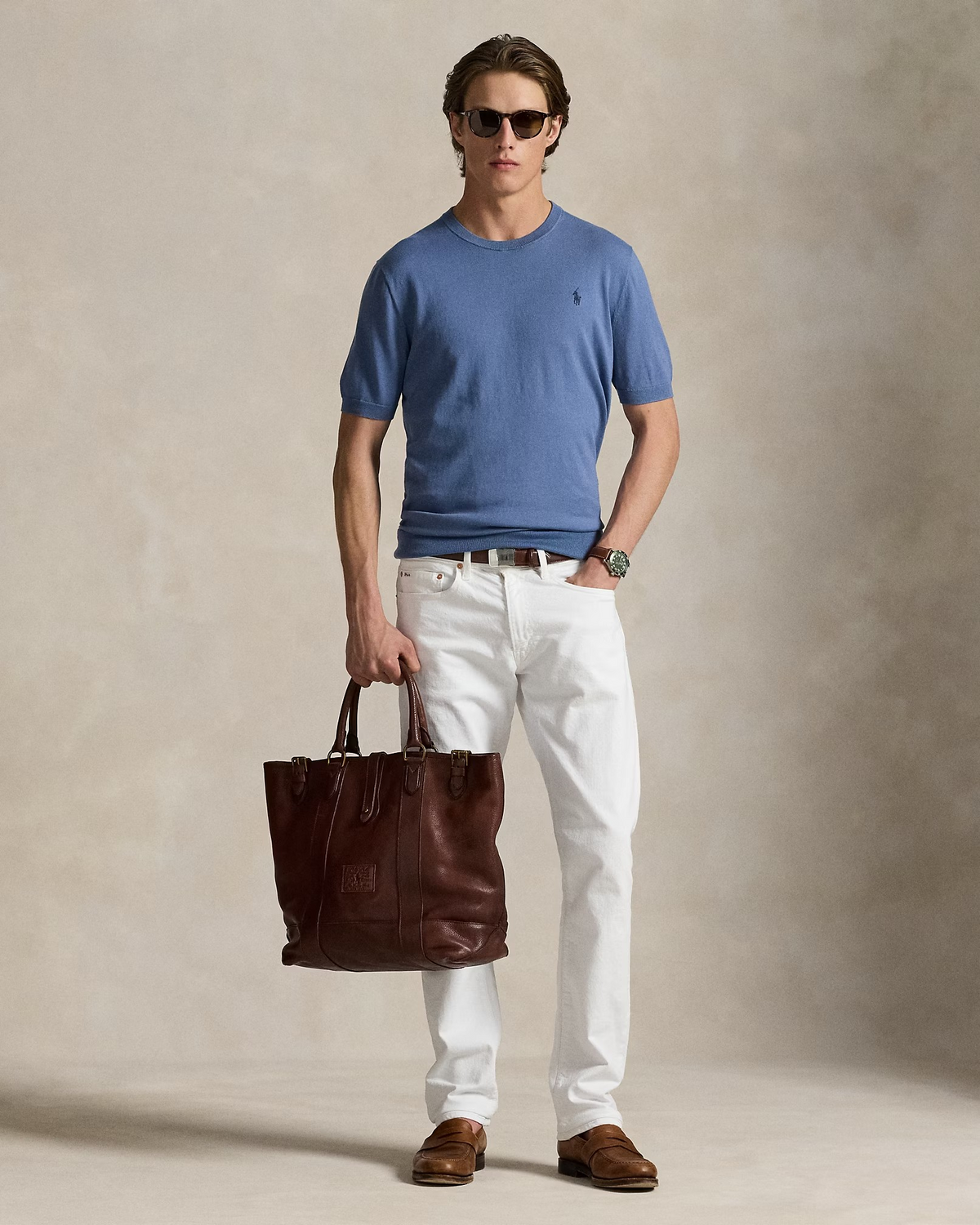 Knitted Short-Sleeve T-Shirt - Capri Blue