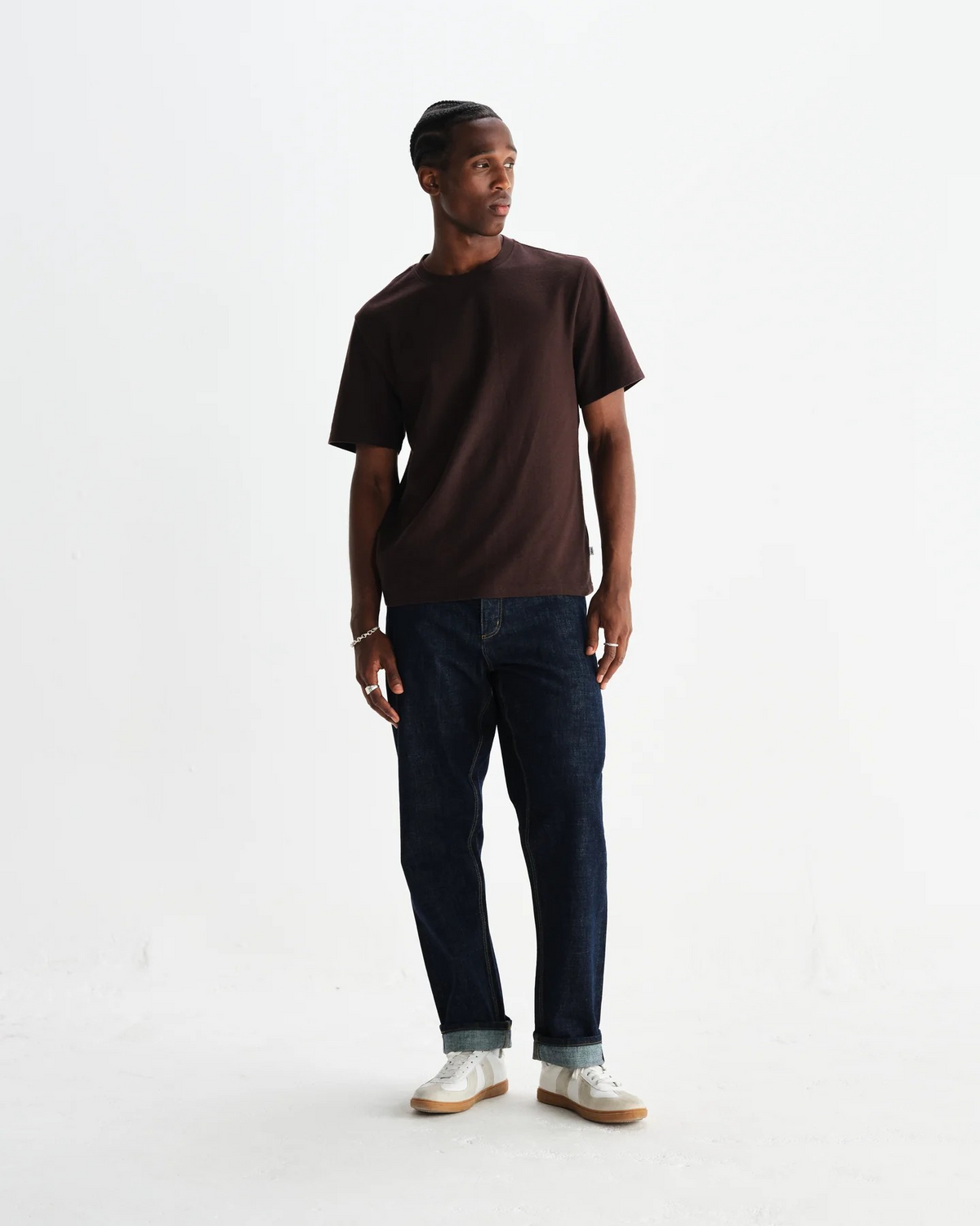 Dean Textured Organic Cotton T-Shirt - Brown