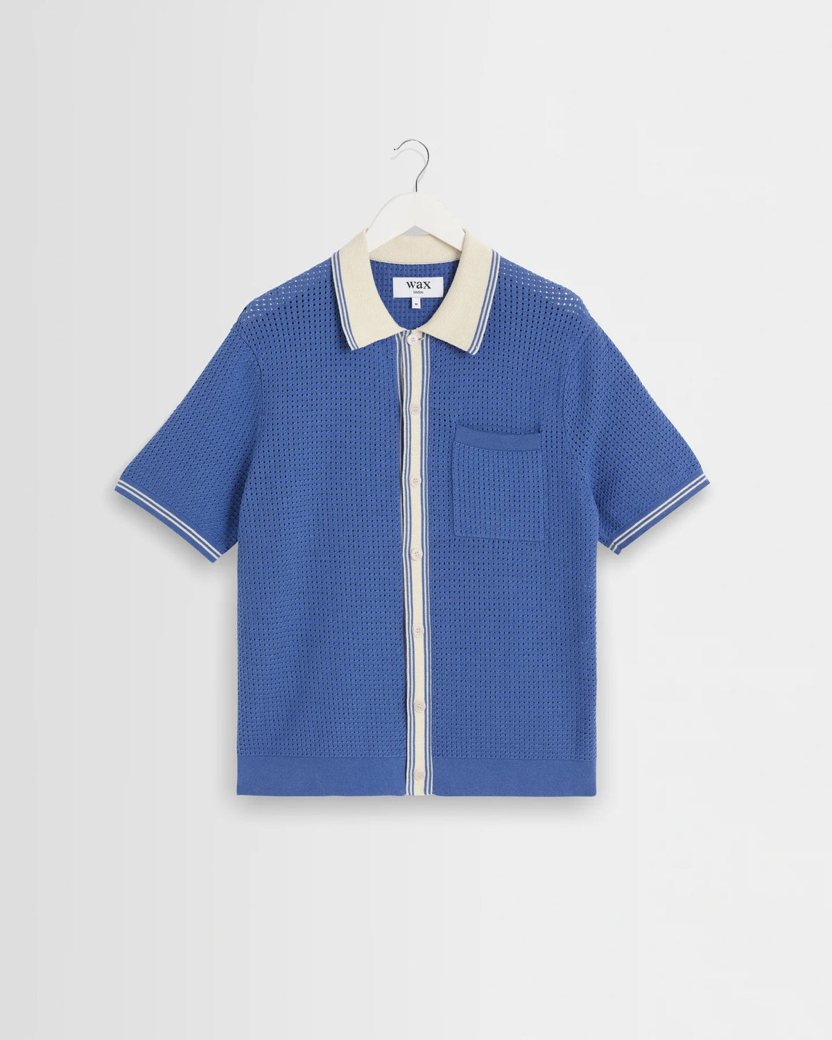 Belle  Tipped Pointelle Polo Shirt - Blue