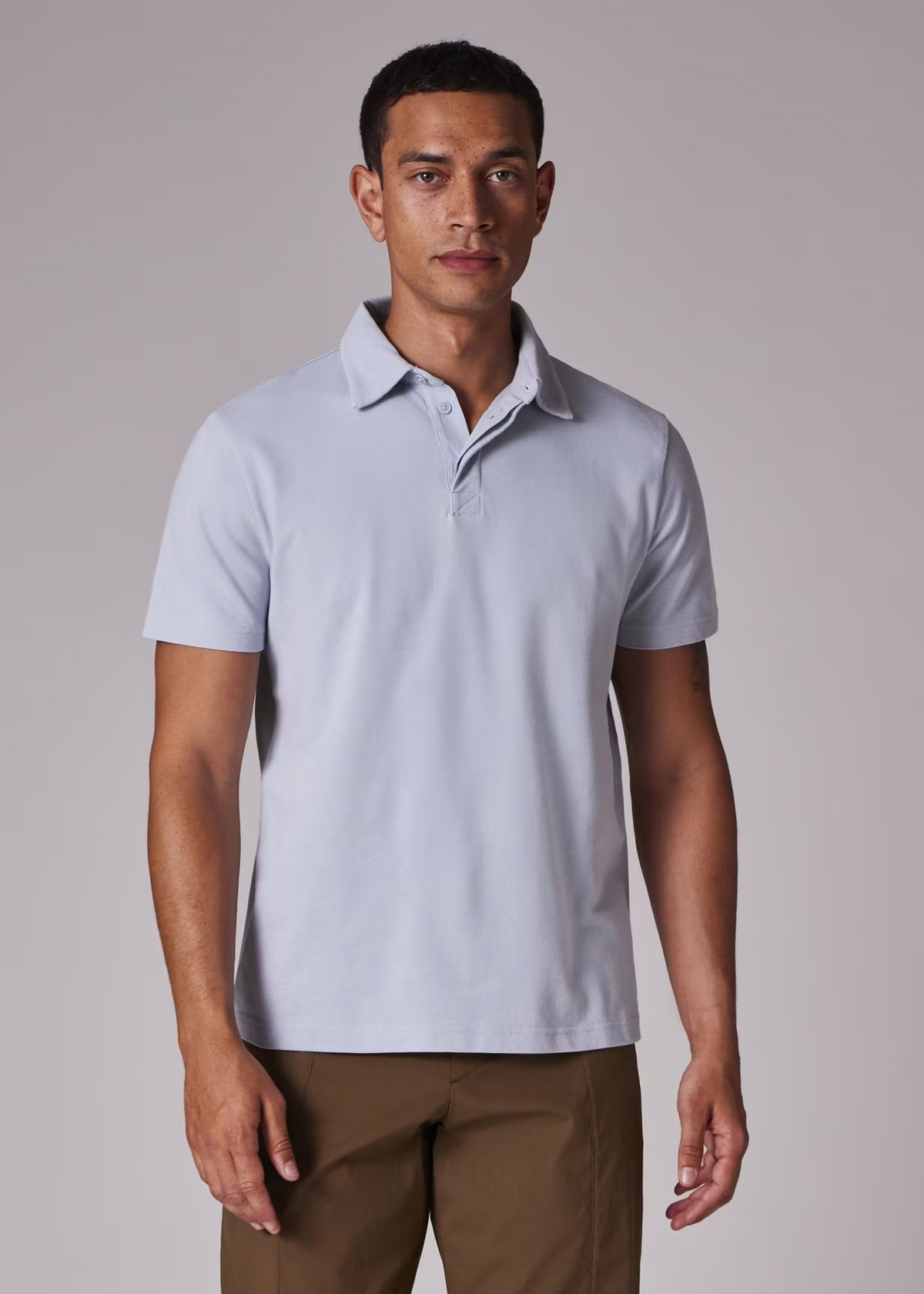 Pique Placket Polo - Sky Blue