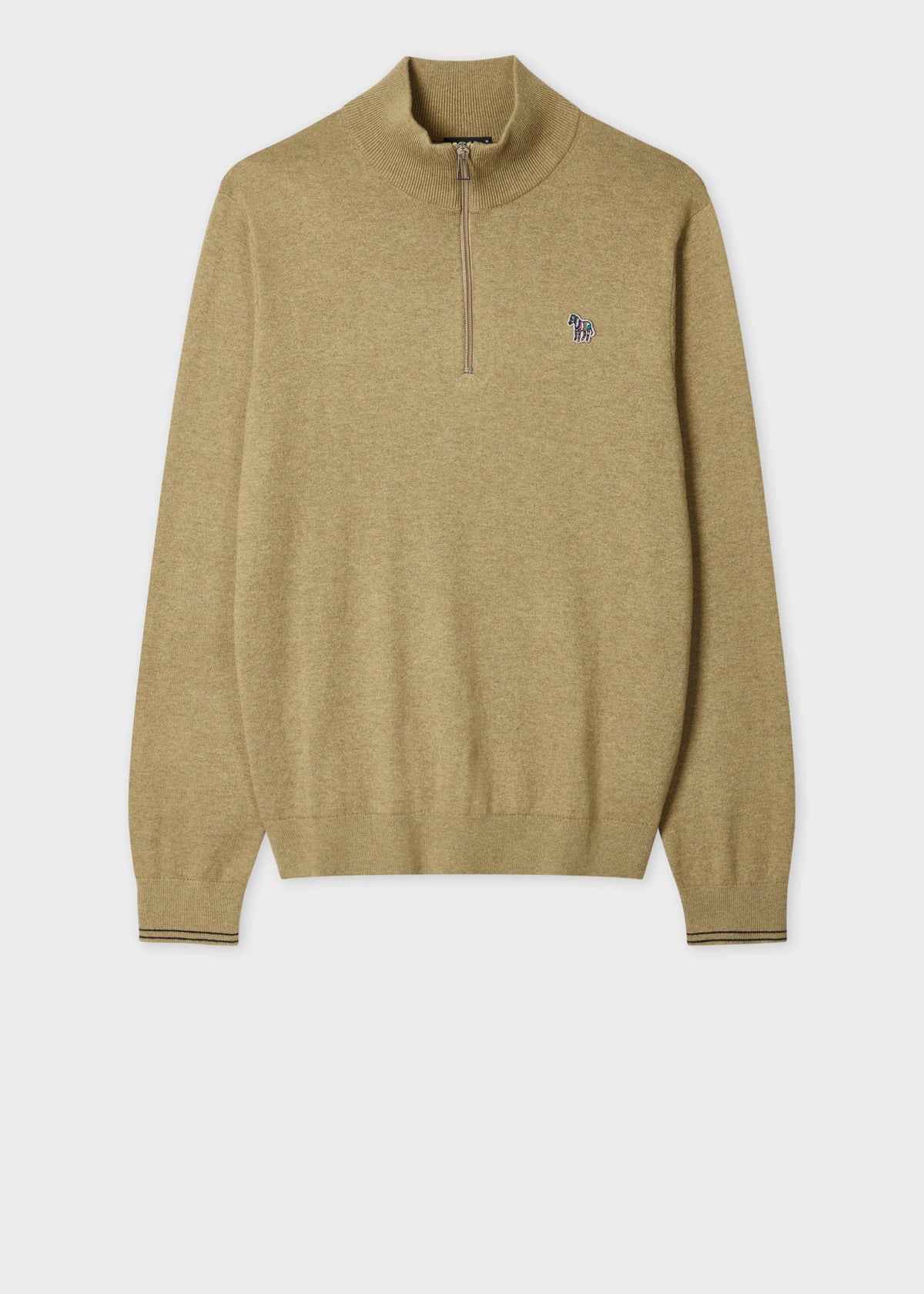 Half Zip Zebra Knitwear Sweater - Brown