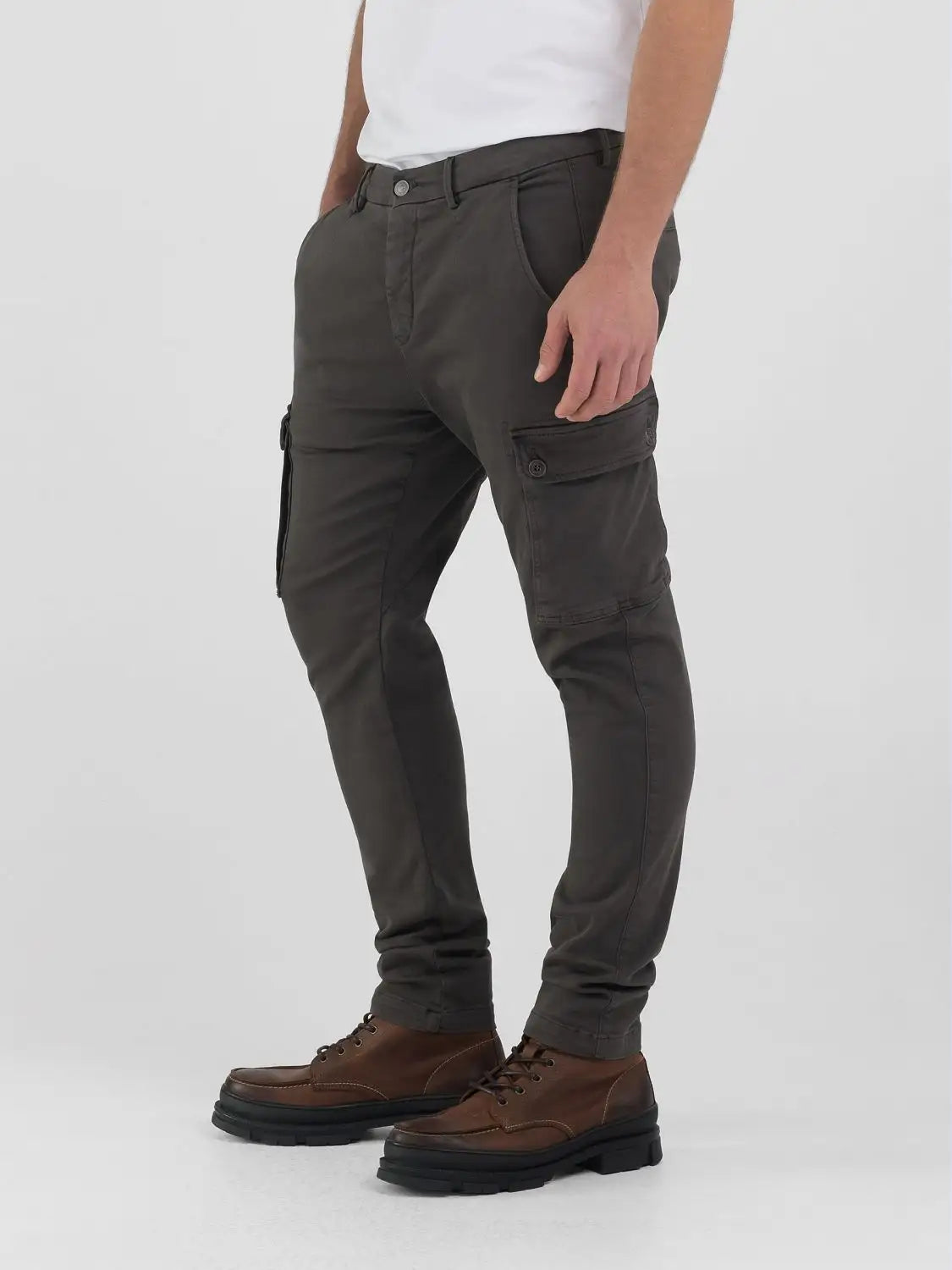 Hyperflex Jaan M9649E Slim Fit Cargo Chino - Wood Grey