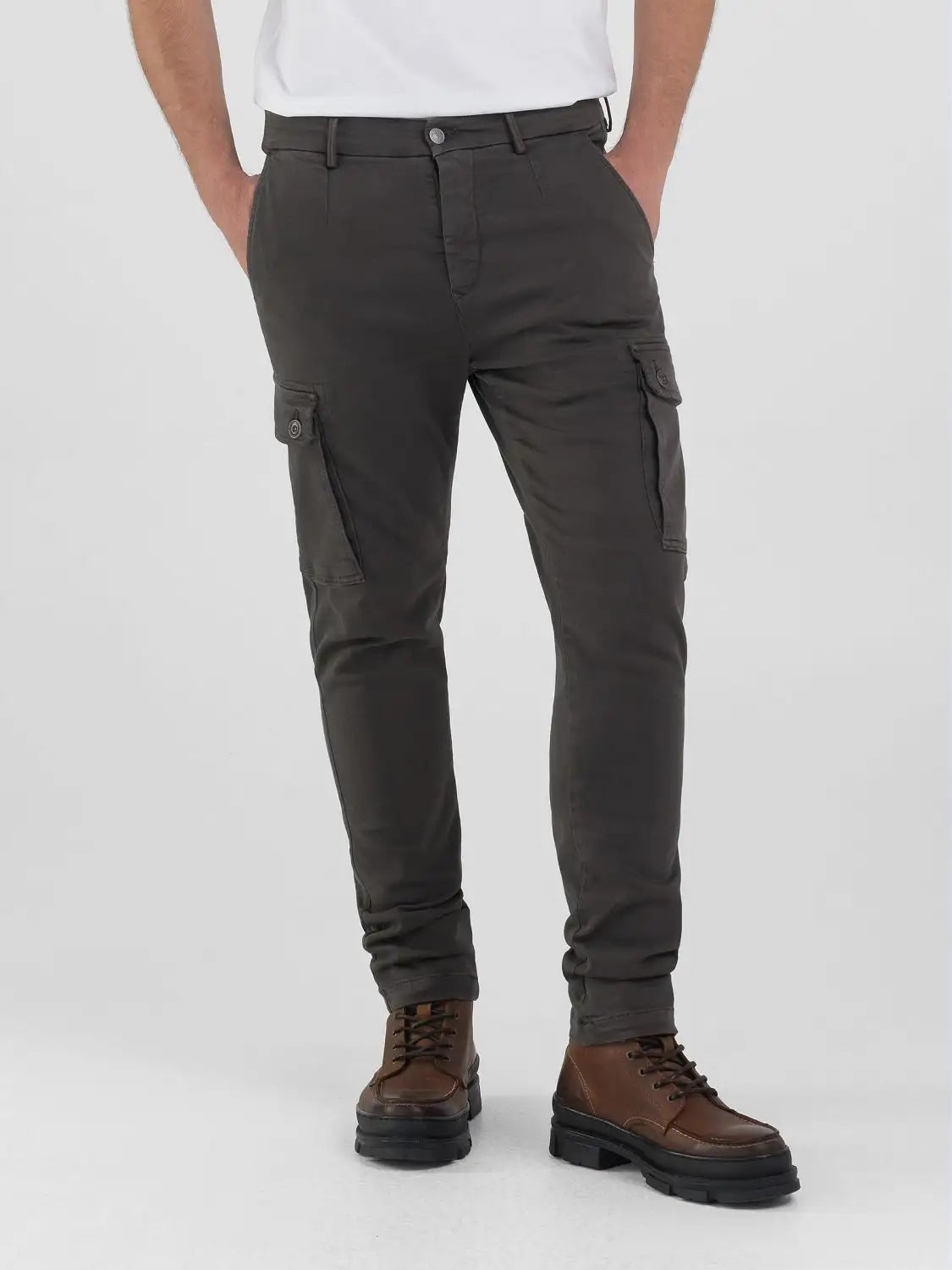 Hyperflex Jaan M9649E Slim Fit Cargo Chino - Wood Grey