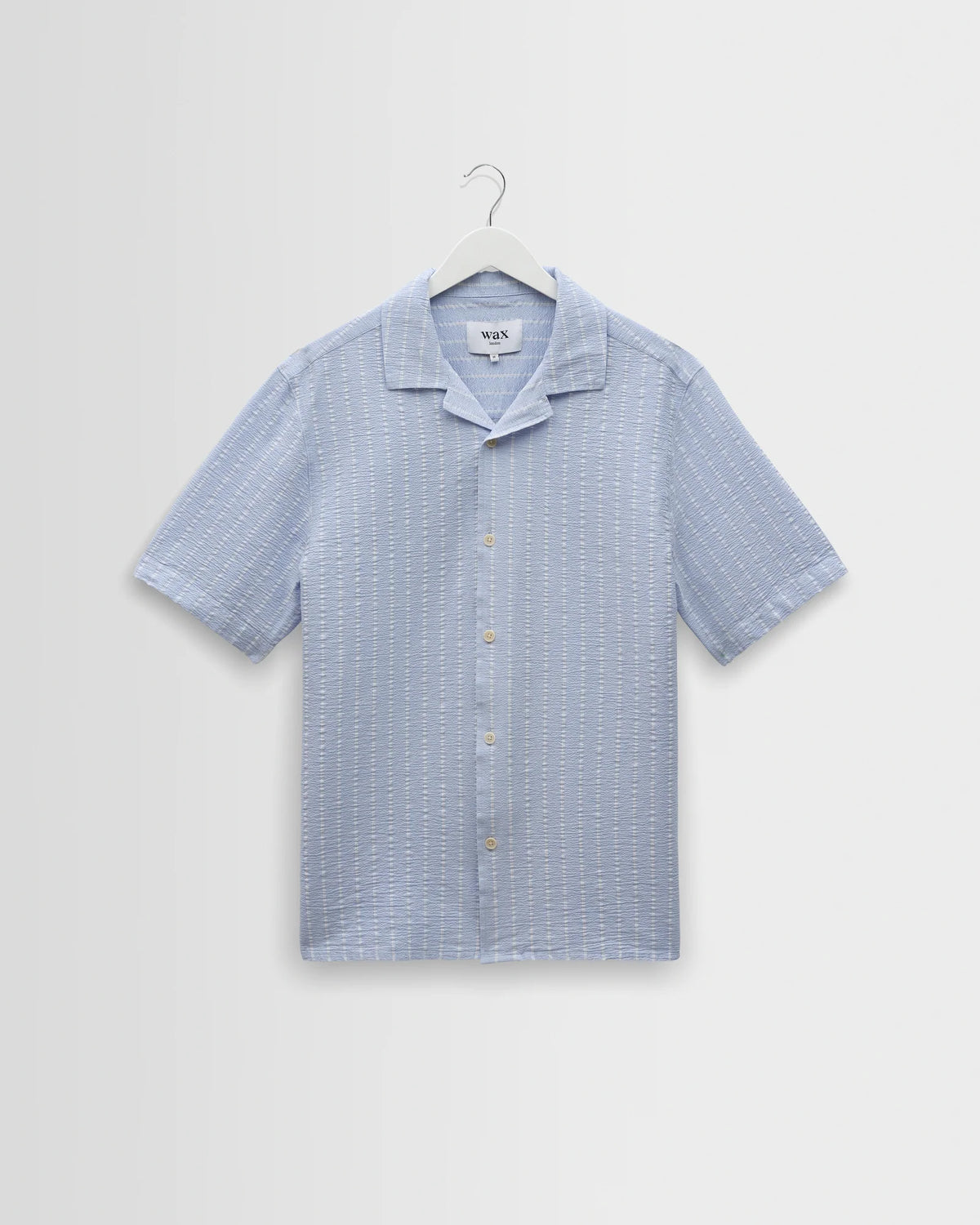 Didcot - Seersucker Stripe Short-Sleeve Shirt- Blue and Ecru