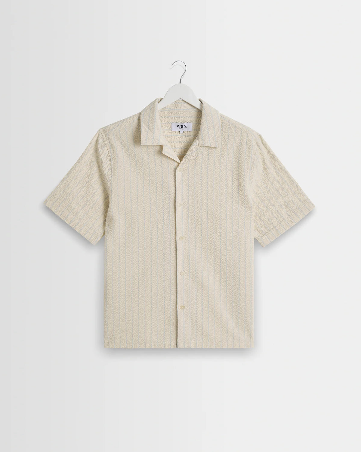 Didcot - Seersucker Stripe Short-Sleeve Shirt- Ecru and Blue